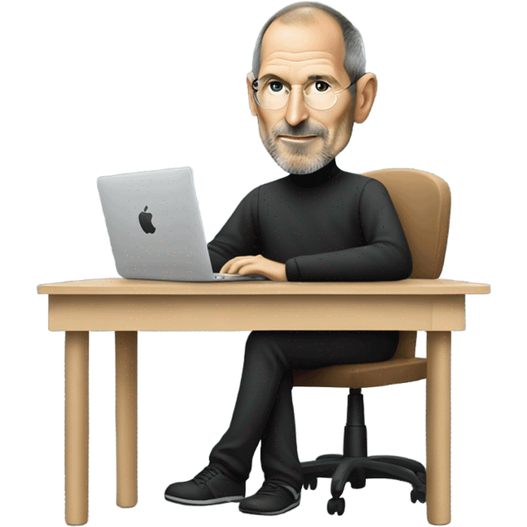 Steve Jobs using a MacBook sitting at a desk emoji