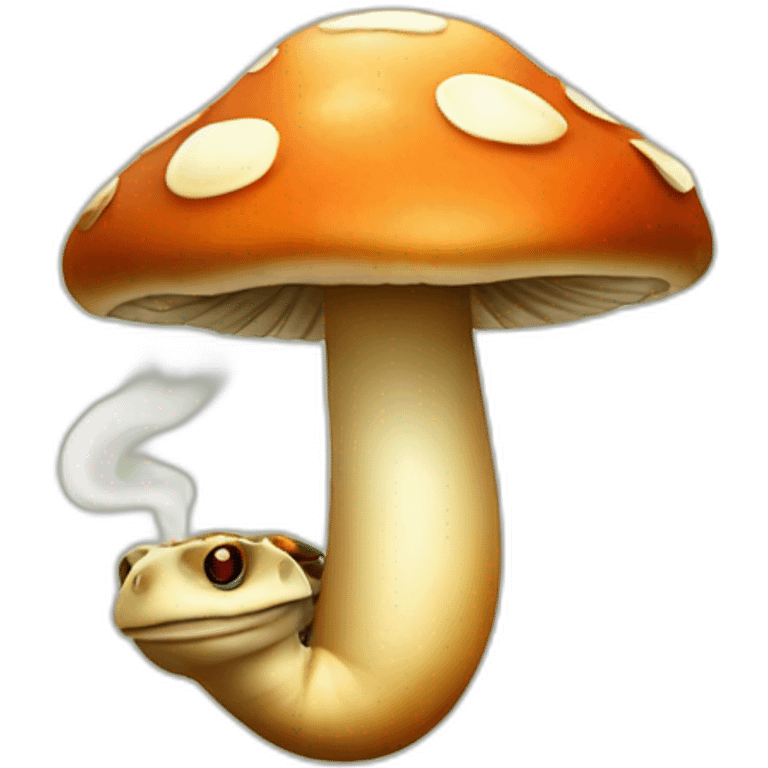 A mushroom with turtle spots smoking a cigar emoji