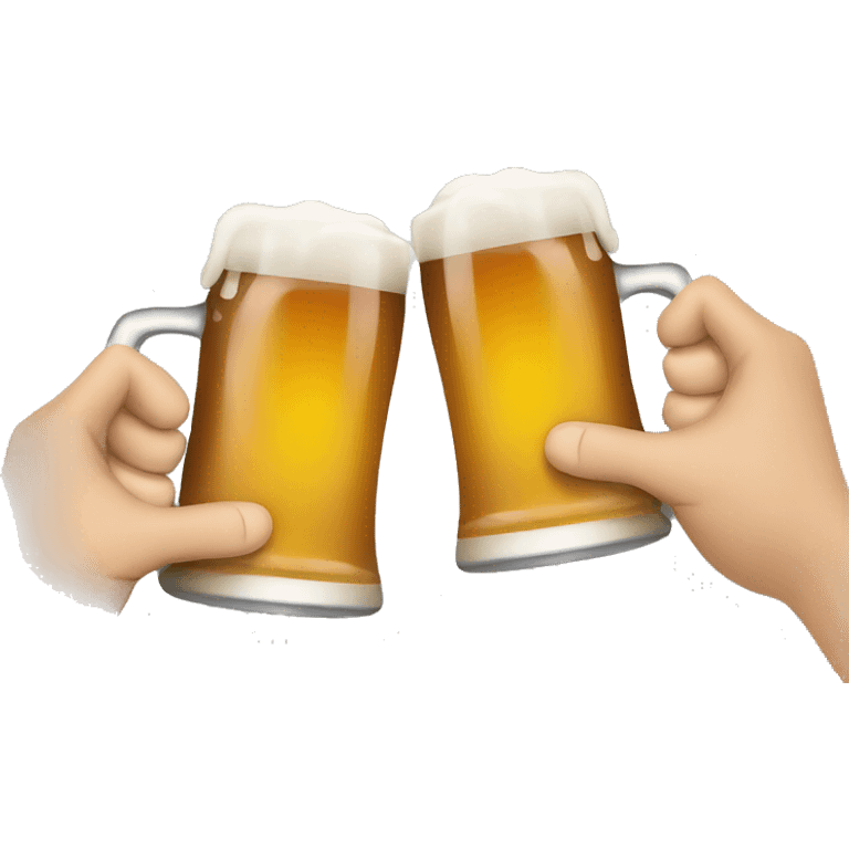 Apple emoji hands holding beer mugs making a toast emoji