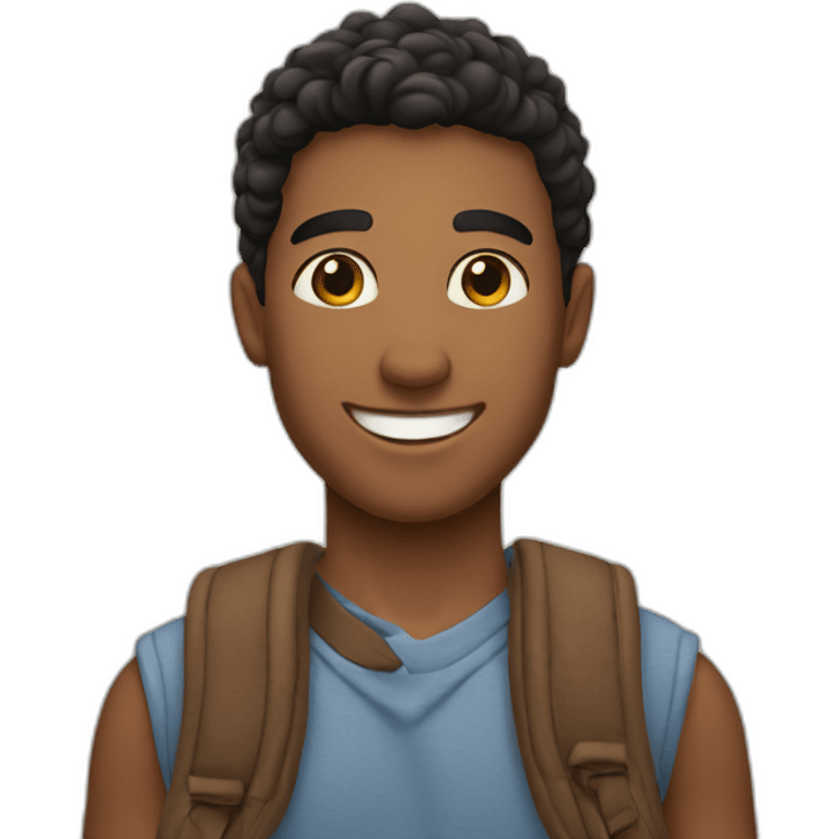 Young man smiling with latín skin emoji