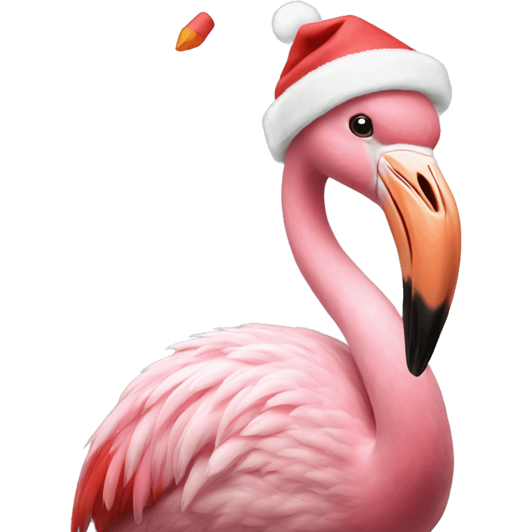 Flamingo with a Santa hat  emoji