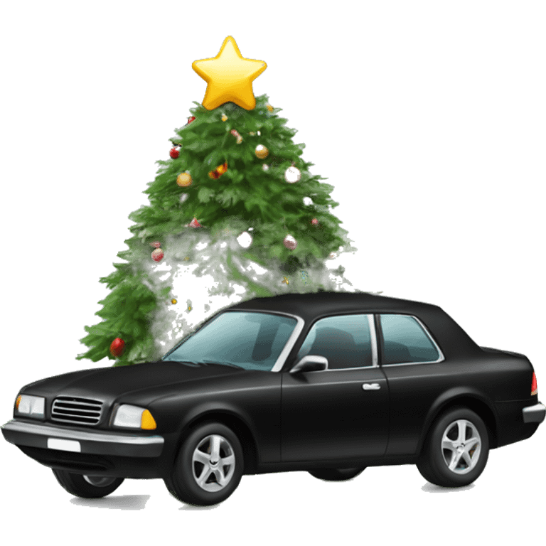 Christmas black car with Christmas tree emoji