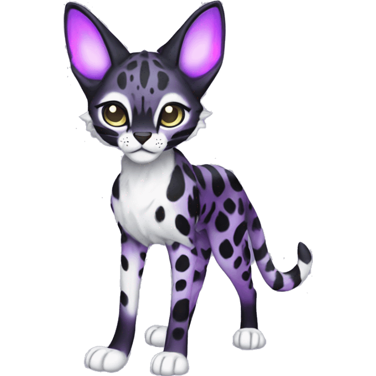 Kawaii Cute Edgy Black Purple White ethereal eldritch Serval-Fionbri-Vernid full body emoji