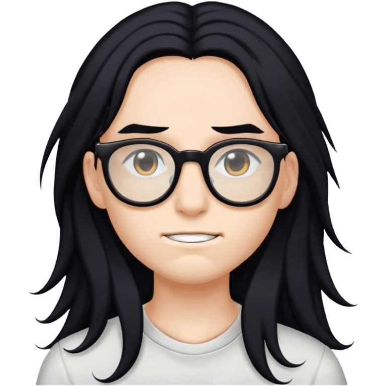 Long black hair, glasses, A LOT of FACIAL piercings emoji