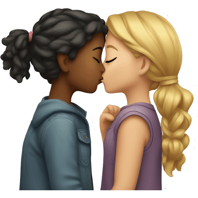 Two girls kissing emoji