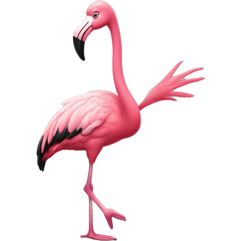 A tap dancing flamingo emoji