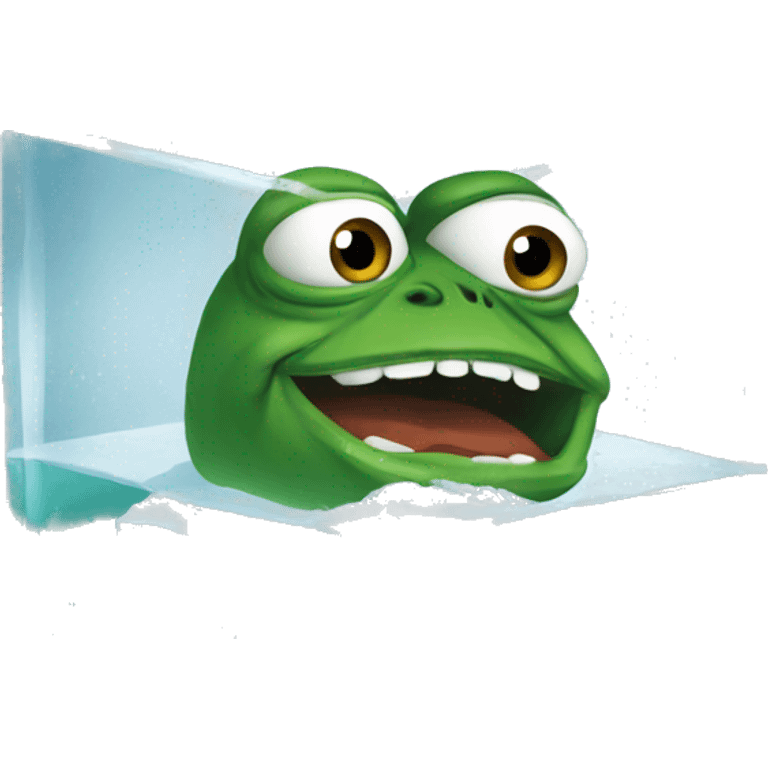 pepe the frog inside an icecube emoji