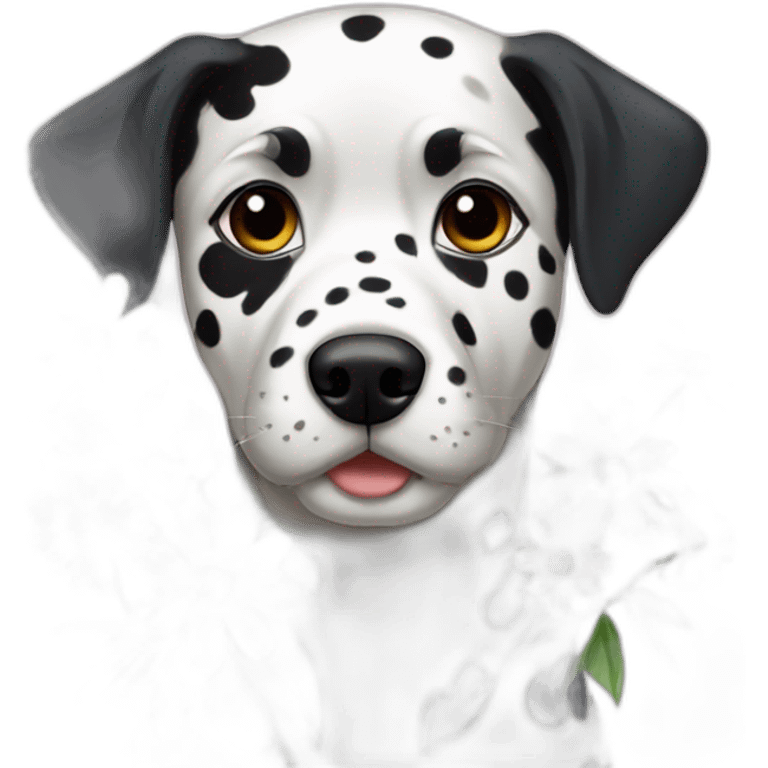 Dalmata with flowers emoji