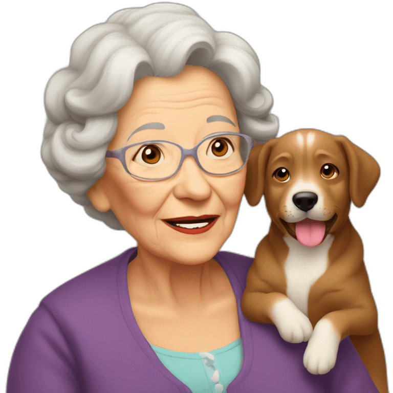 Grand mère avec chien emoji