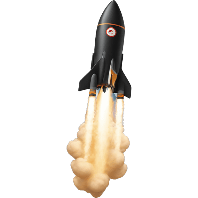 A black rocket that takes off, showing the symbol 0 emoji