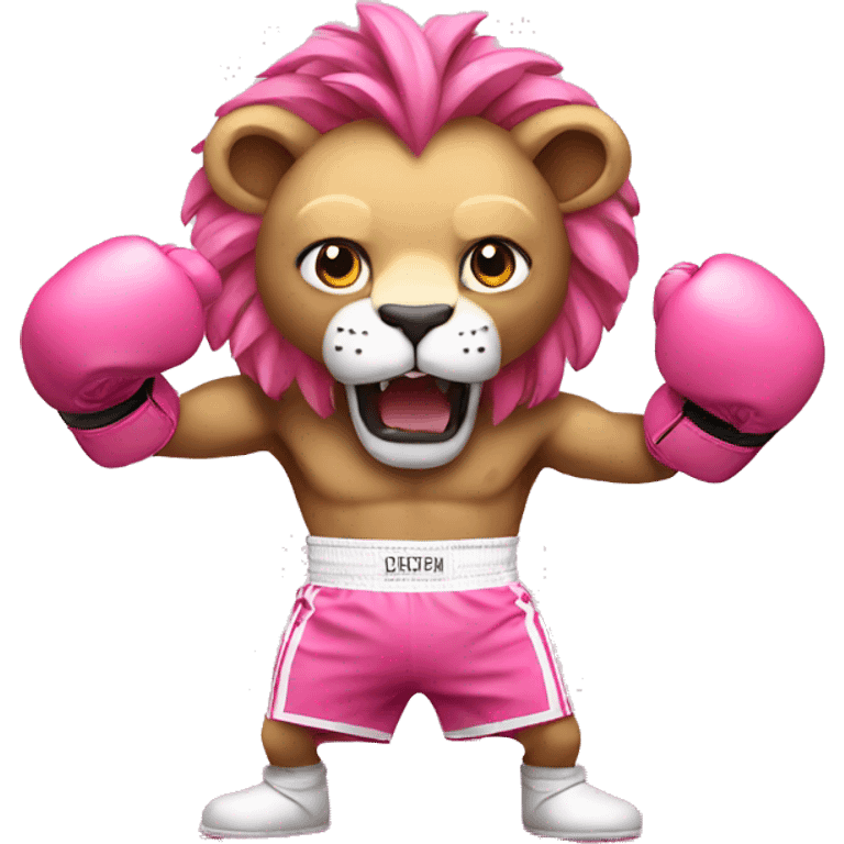 pink lion boxing emoji