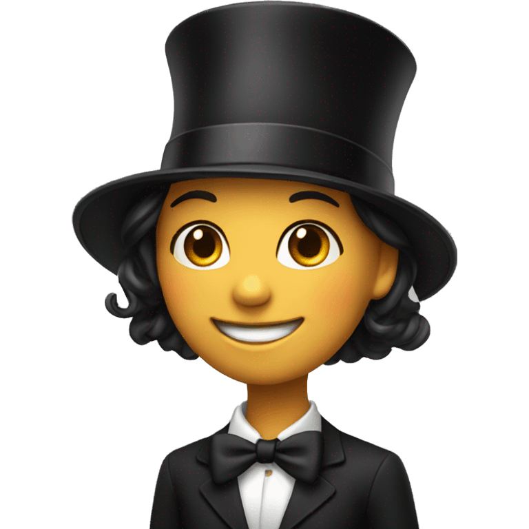 smiling girl in top hat emoji