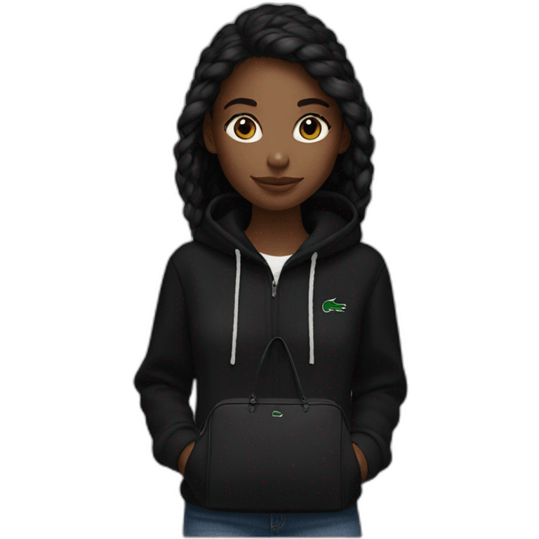 Lacoste bag black girl with black lacoste hoodie emoji