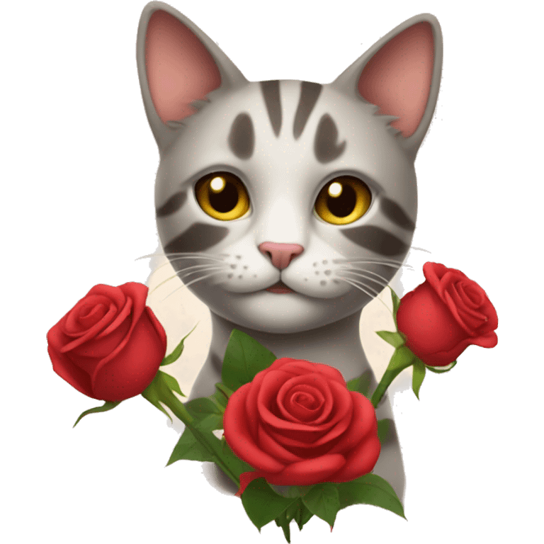 cat with a bouquet of roses  emoji