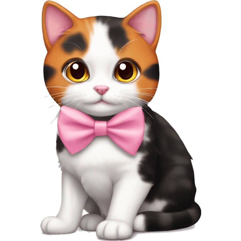 cute orange black calico cat with pink bow  emoji