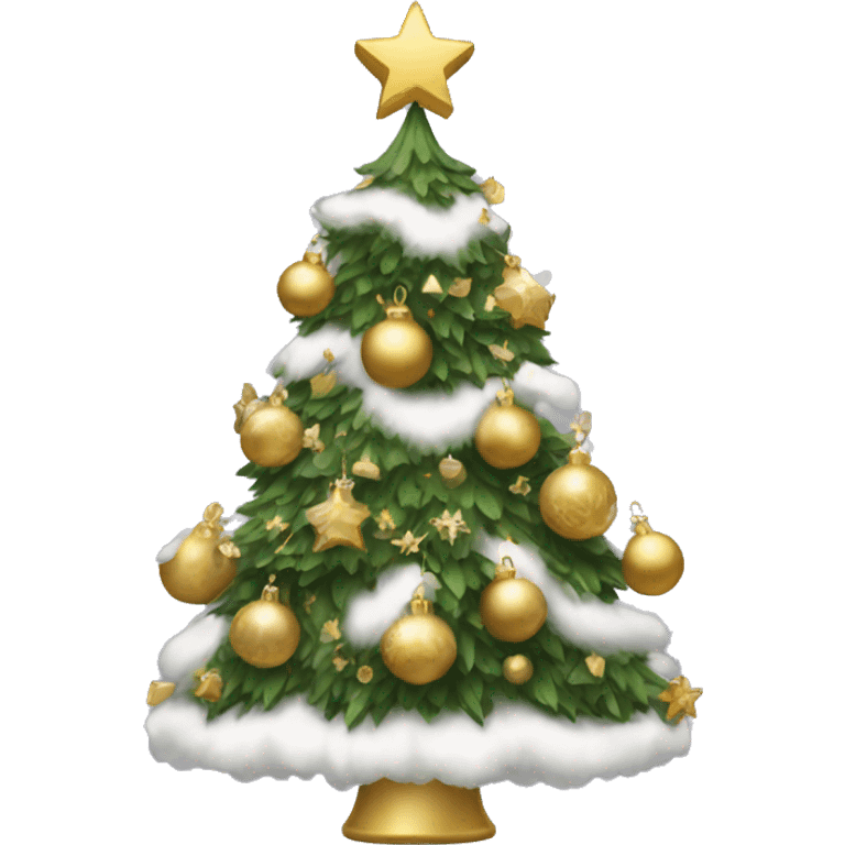 Christmas tree with white and gold decorations emoji