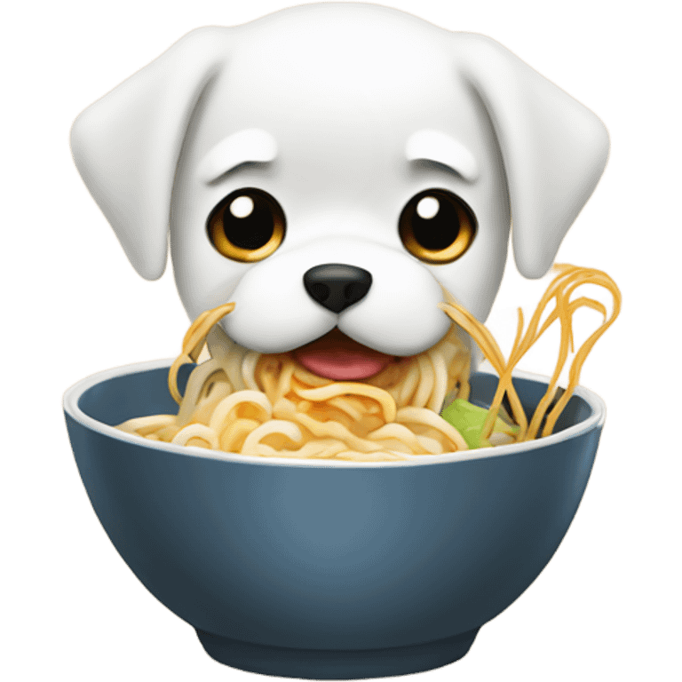 Dog eating ramen emoji