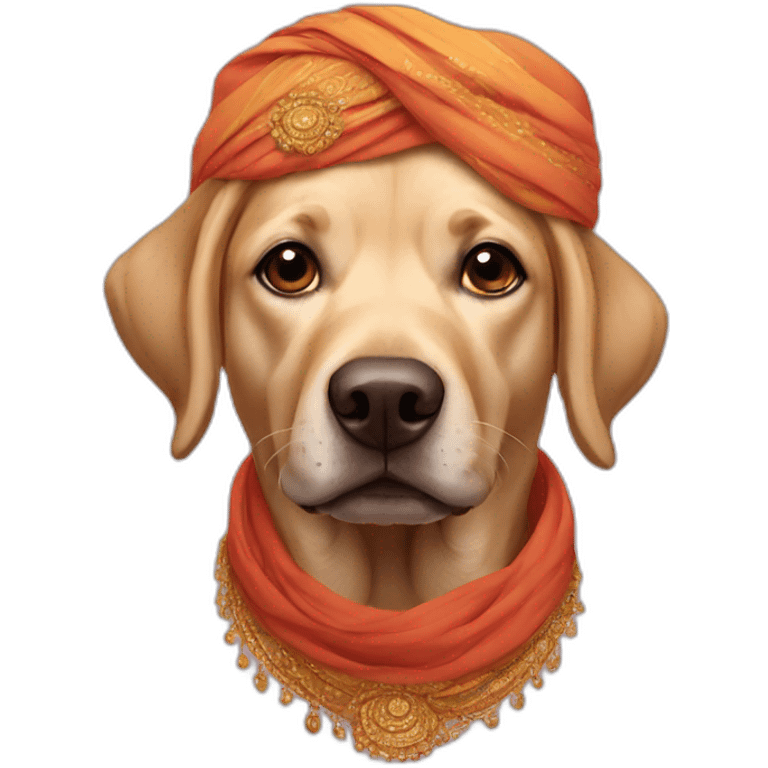 Labrador in turban and sari emoji