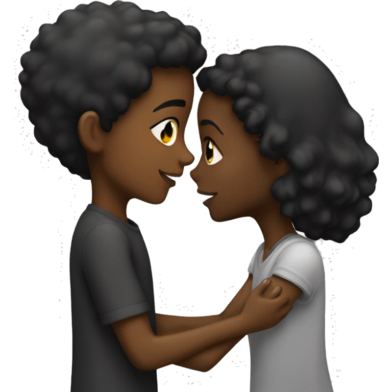 Black boy kissing black girl and hold her hand emoji