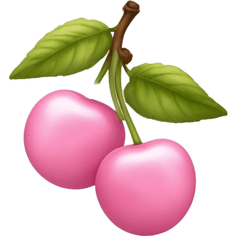 Light pink cherries with a ribbon on top of stem emoji