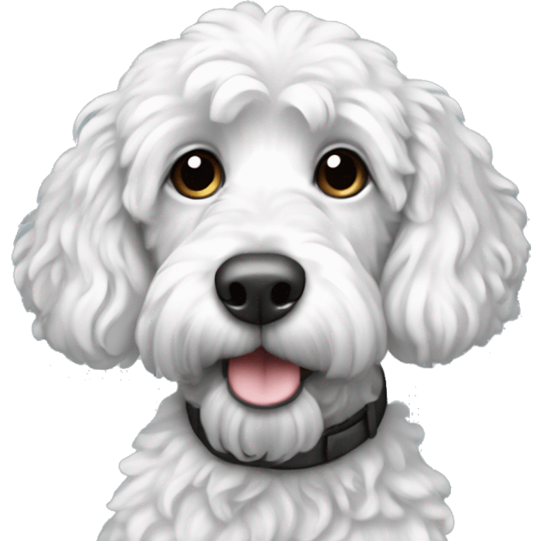 black and white doodle cockapoo emoji