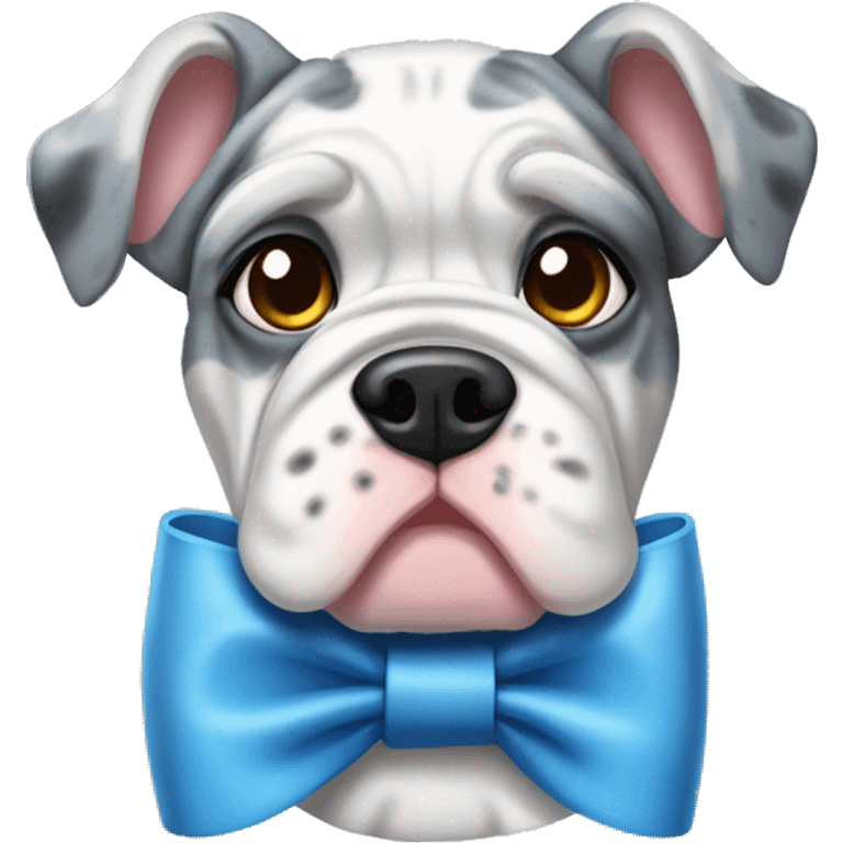 Blue Merle bulldog with bows emoji