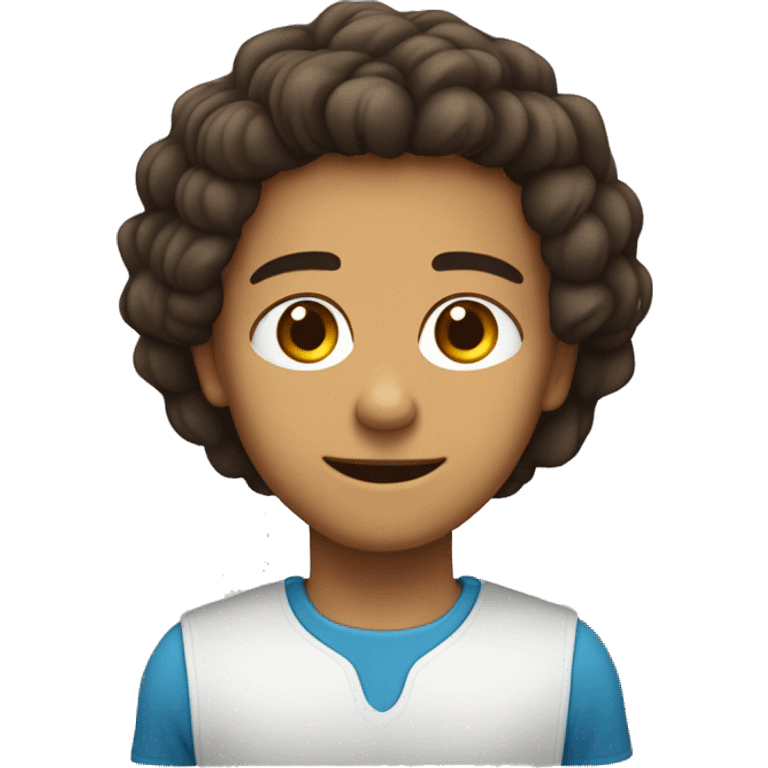 sou menino e sou humano e tenho olhos castanhos  e  tenho cabelo curto e liso e tenho pele clara. emoji