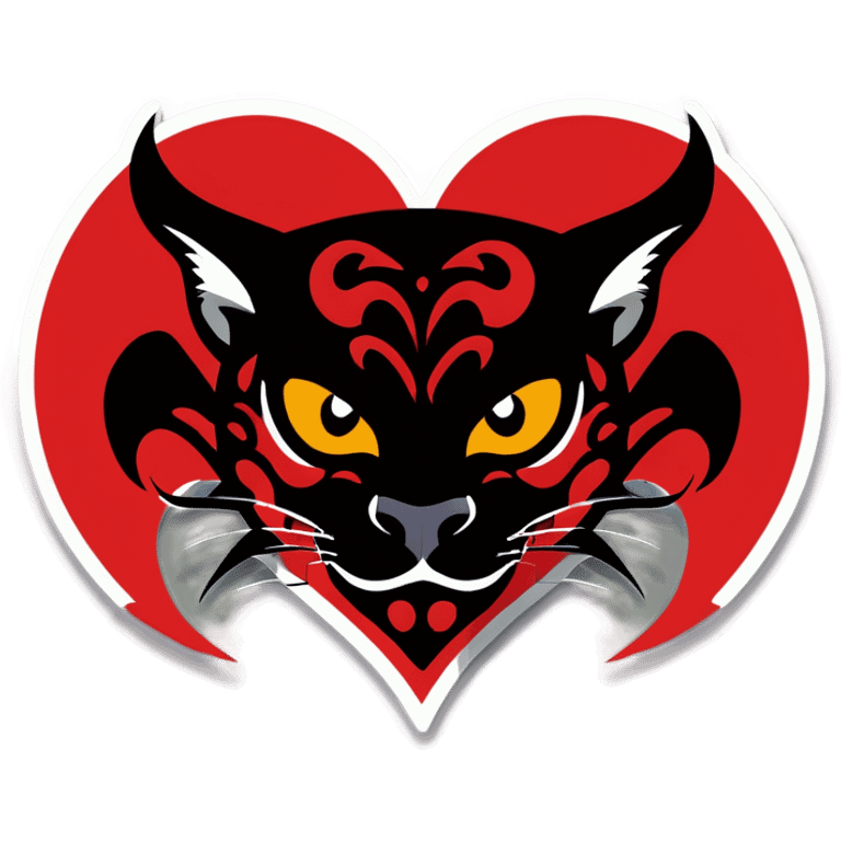 Red and black devil cheetah heart  emoji