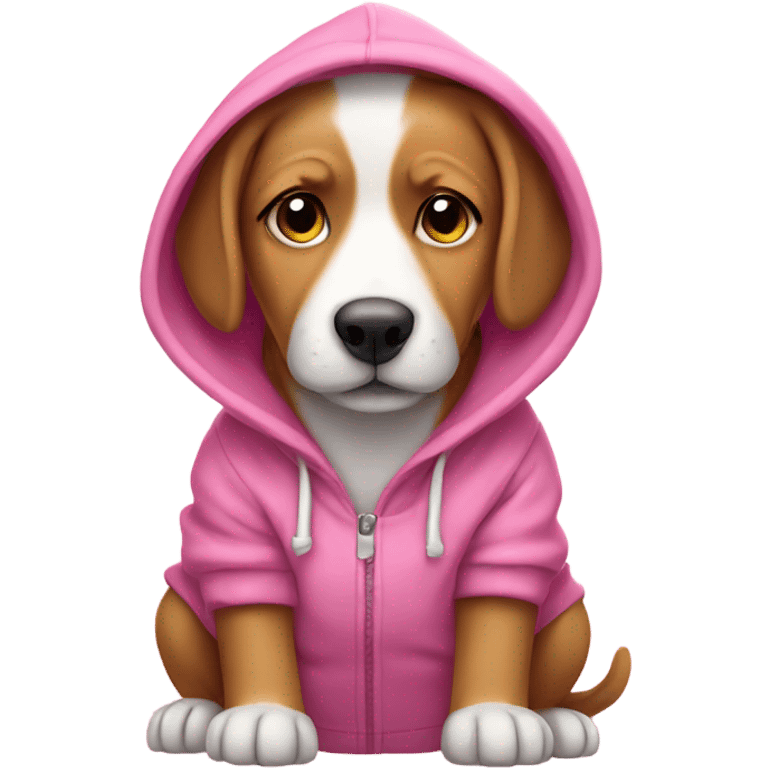 dog wearing a hoodie that's pink and cute  emoji