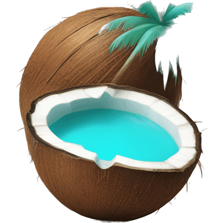 coconut with turquoise water inside emoji