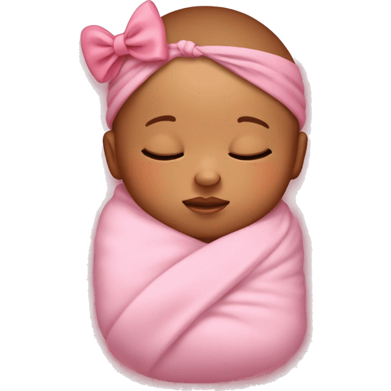 sleeping baby with pink bow on head pink blanket  emoji