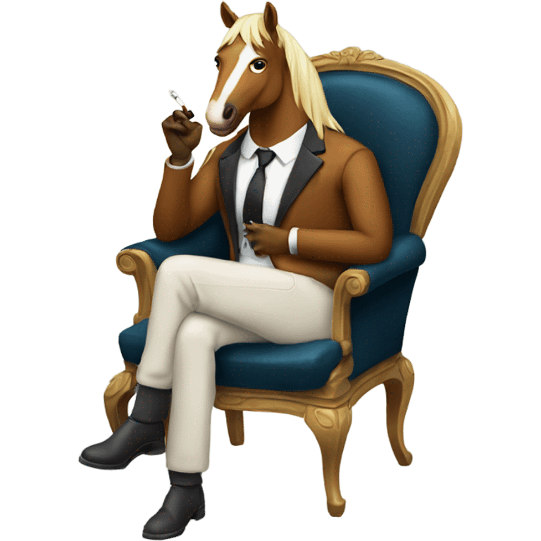 Horse sitting in a chair while smoking a cigarette  emoji