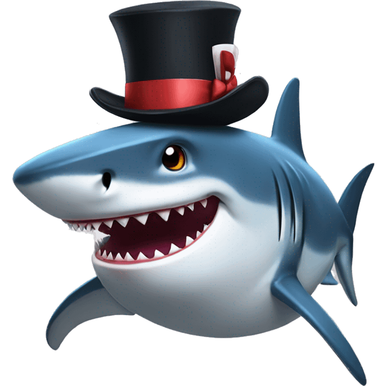 Shark with a top hat emoji