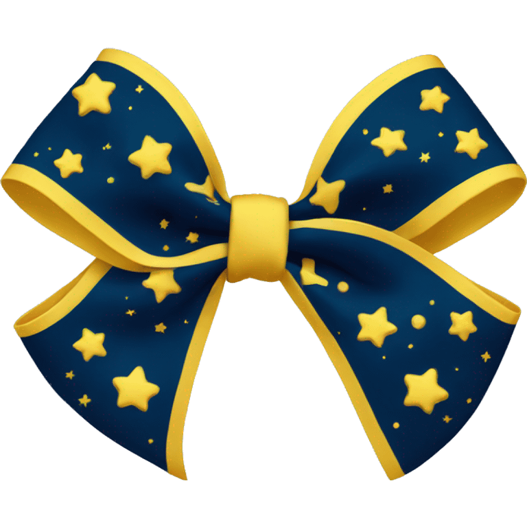 A dark blue hair bow with yellow moons and stars on it  emoji