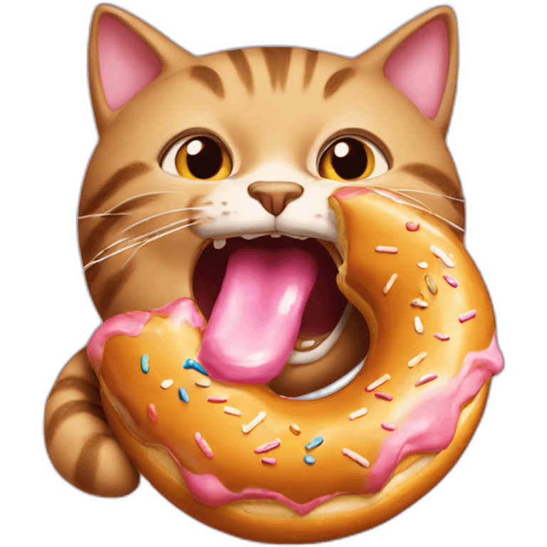 cat eating donut in his mouth emoji