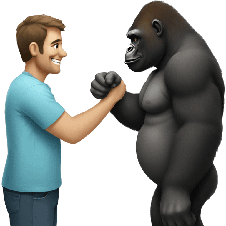 Gorilla handshakes man emoji