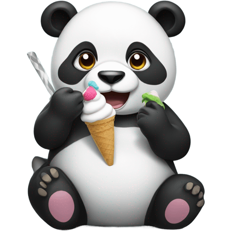 Panda eating ice cream emoji