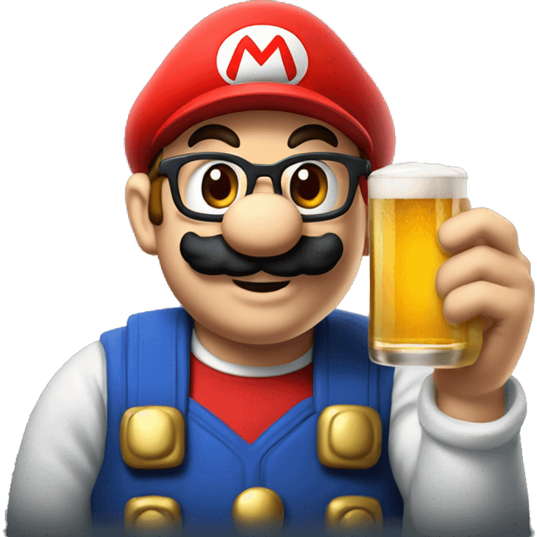 Mario bros with a beer emoji