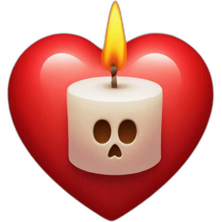 Red heart with a candle insight symbol for death emoji