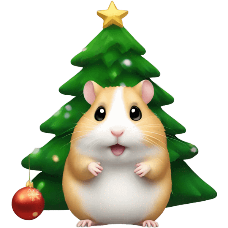 Hamster with Christmas tree  emoji