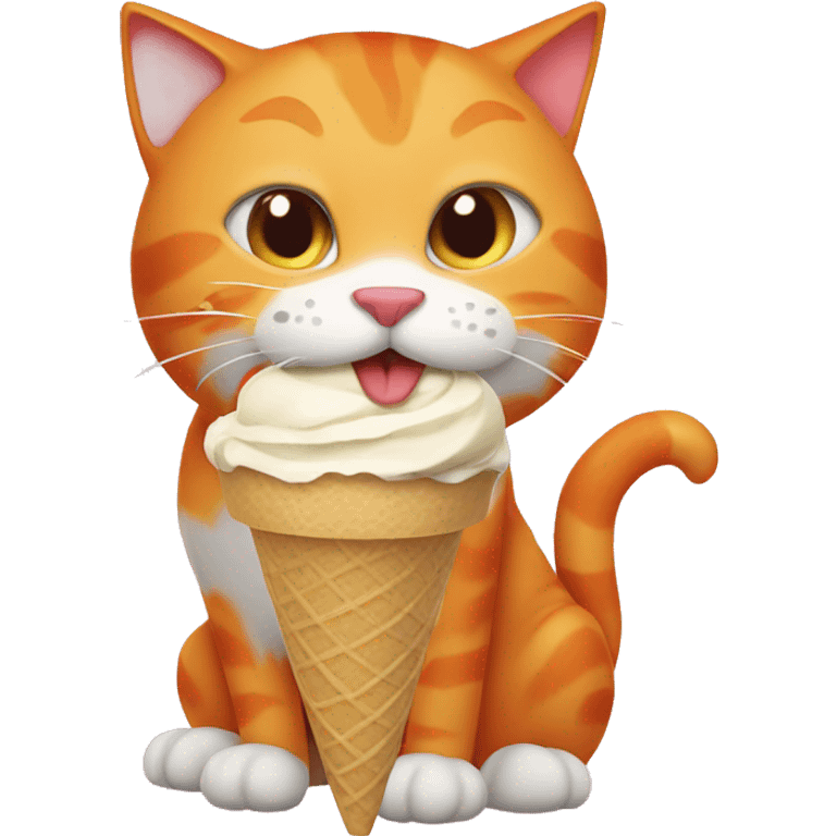 Orange Cat eating ice cream emoji