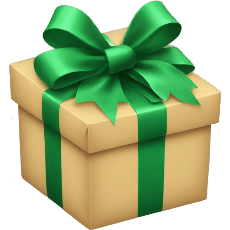 Present box with green bow on top emoji