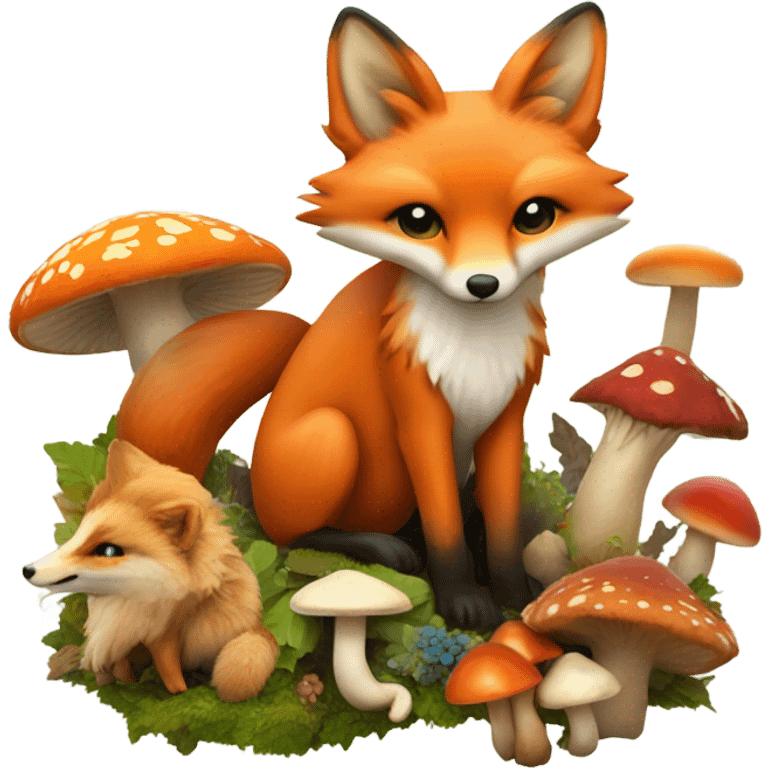 Fox with mushrooms  emoji