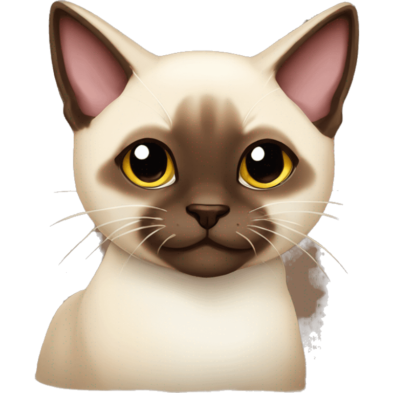 Funny chocolate seal point Siamese cat emoji anime style emoji