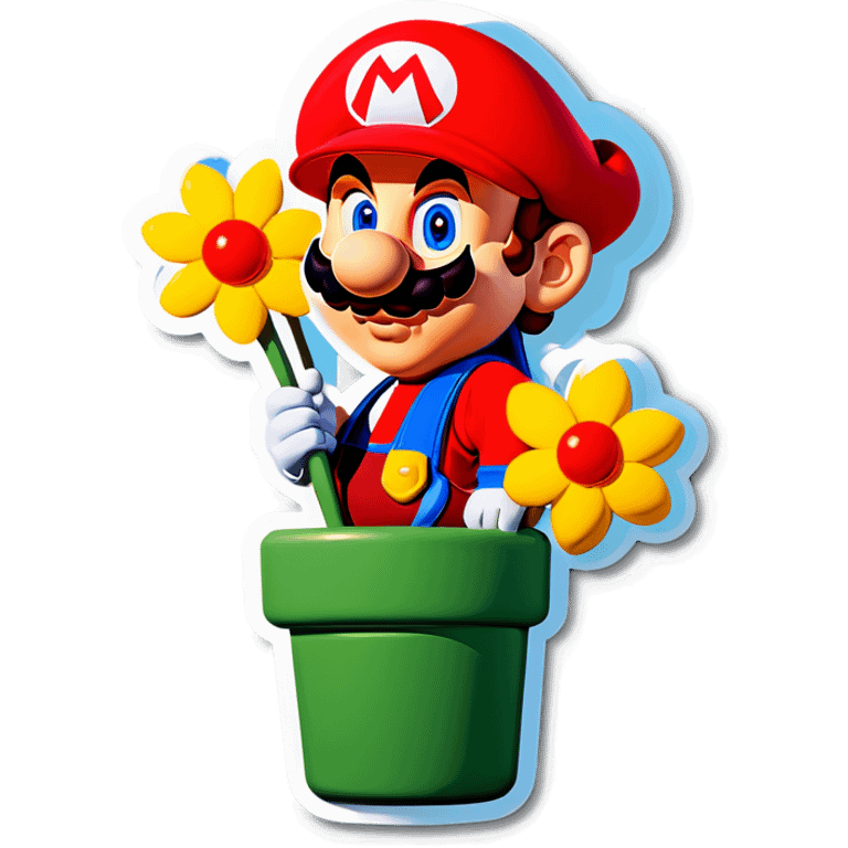 Mario giving flowers emoji