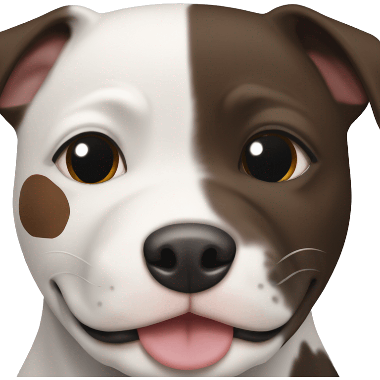 happy White and dark brown Staffie with patch over one side of the face  emoji