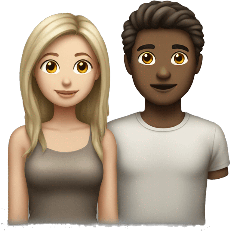 Dark brown hair girl dirty blonde boy couple emoji