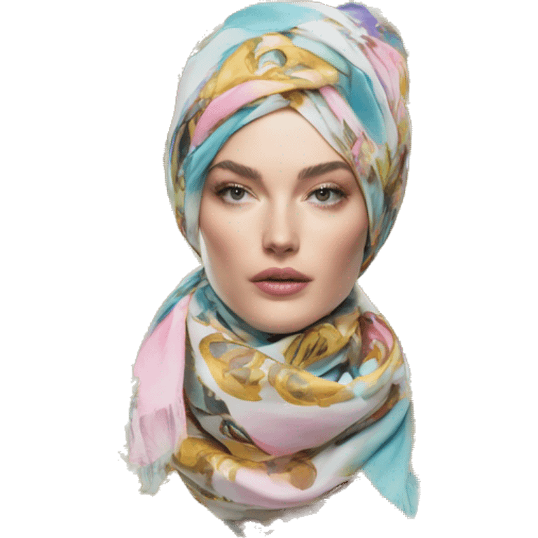 Dolce and Gabbana scarf with colourful pastel ornament print and golden detais  emoji