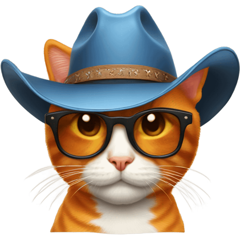 orange cat with sunglasses and a cowboy hat emoji