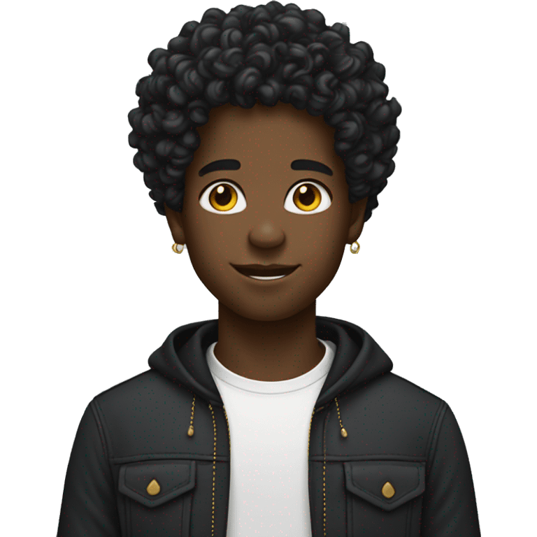 black boy with curly hair with earrings  emoji